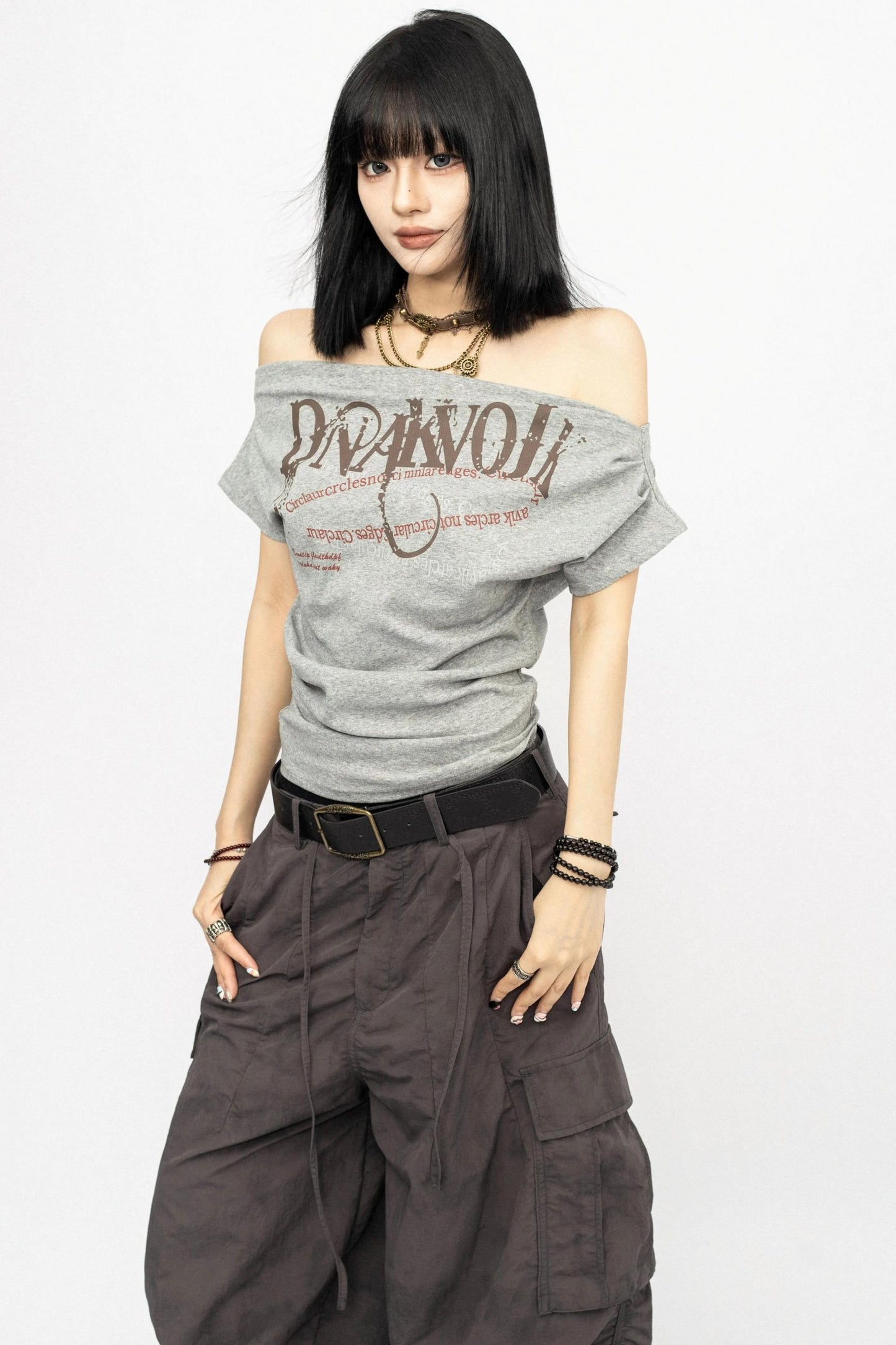 Summer Shoulder Letters T-Shirt