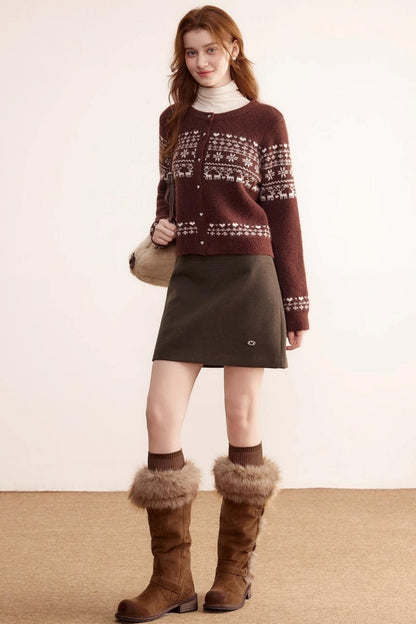 Gray Wool A-Line Skirt