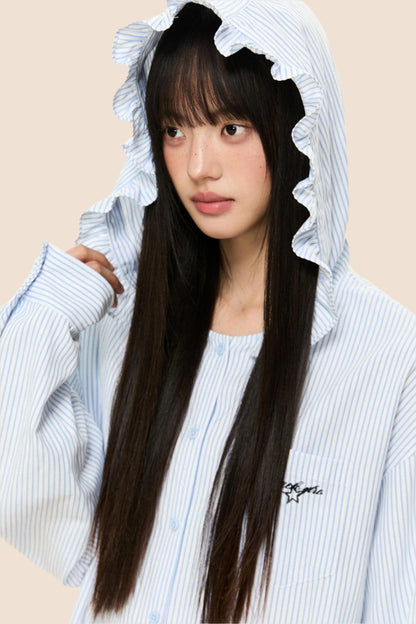 Blue Striped Sun Protection Hoodie