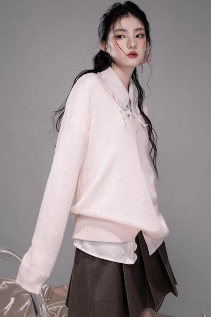 Sweet Lace Collar Lapel Shirt