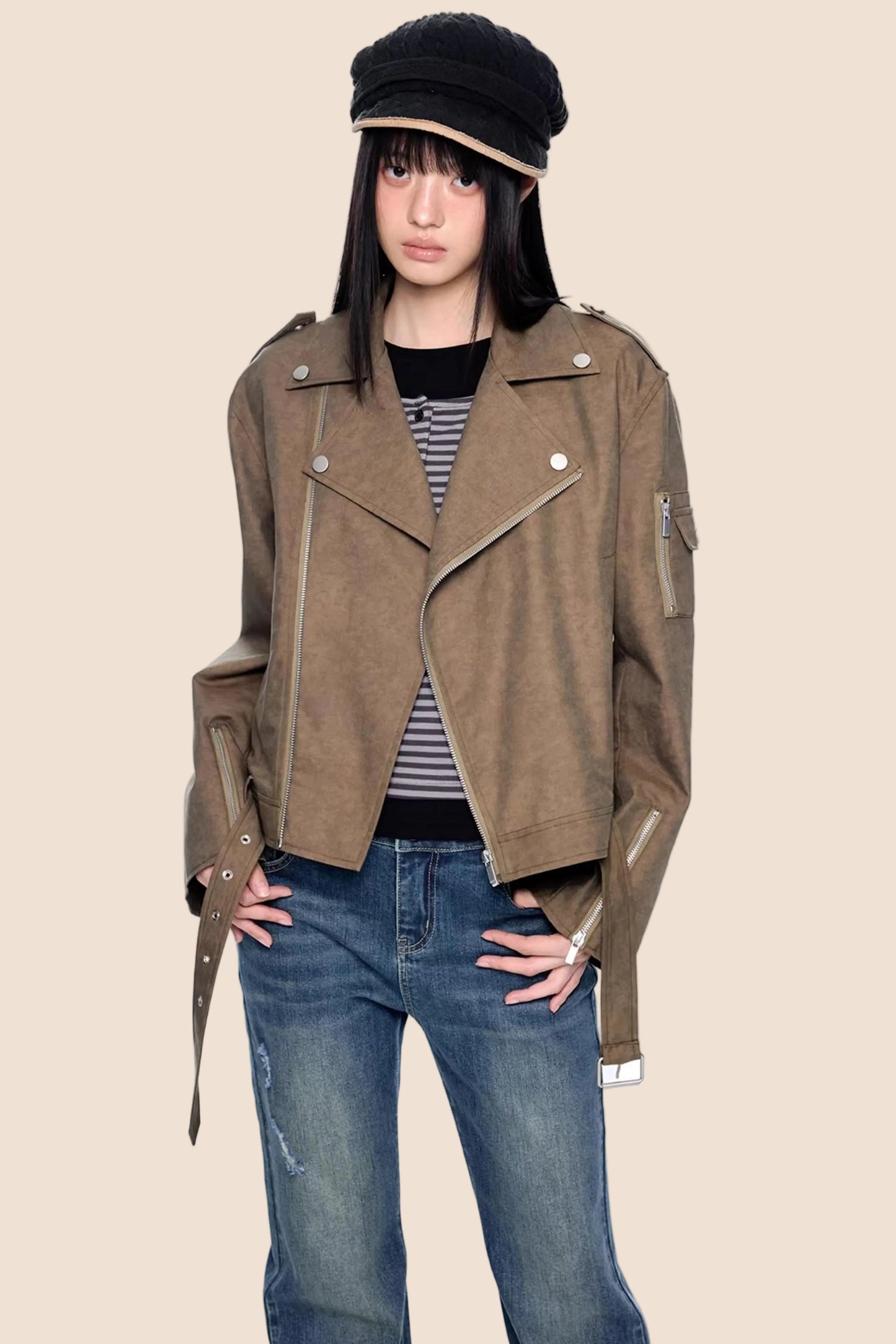 Deconstructed Zipper Retro Jacket