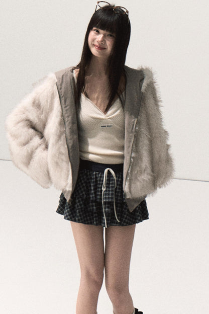 Shrine Plaid Woolen Cake A-Line Skirt