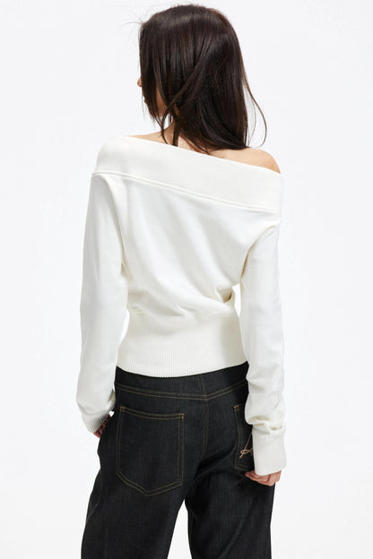 American Retro Off-Shoulder Sweater