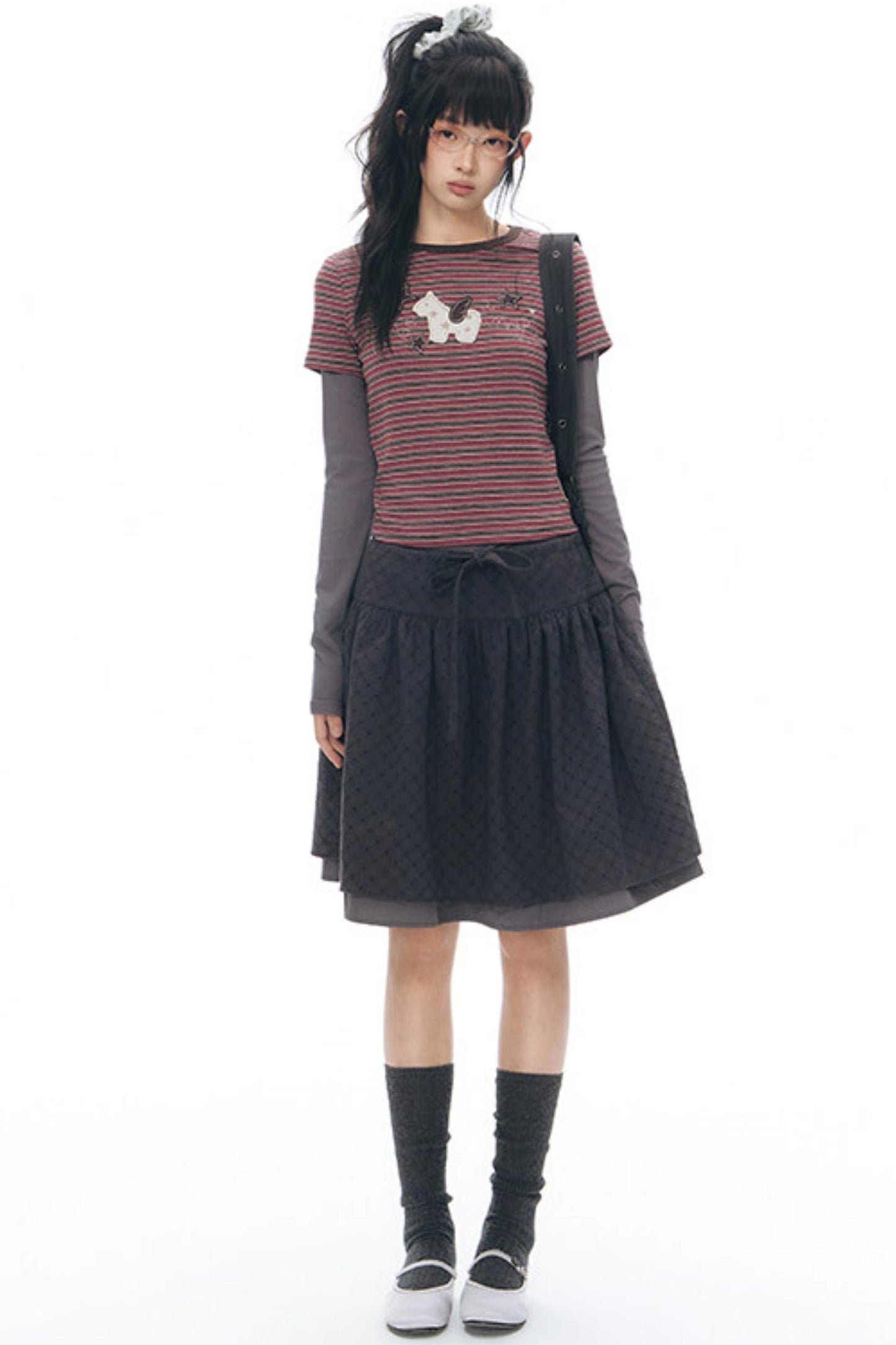 T-Shirt mit Pony-Applikation und Stickerei