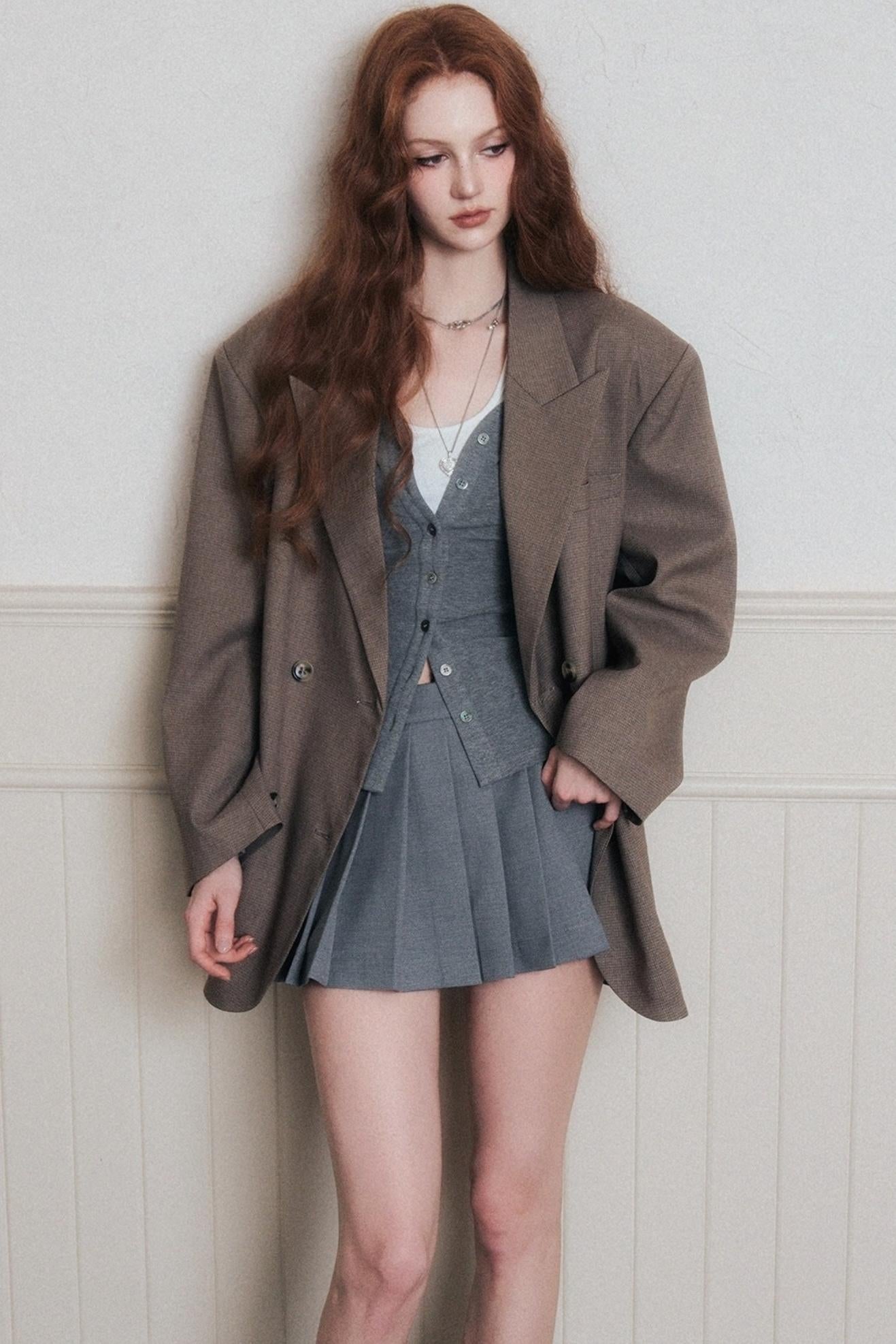 Timeless Grey Pleated A-Line Skirt