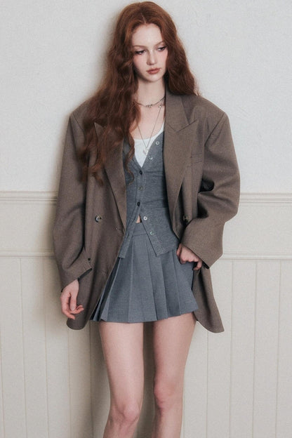 Timeless Grey Pleated A-Line Skirt