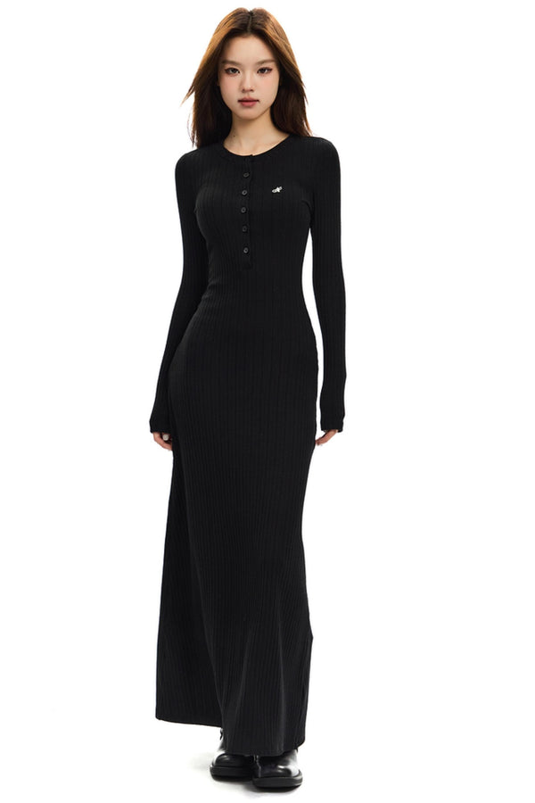 프렌치 니트 피쉬테일 롱 드레스 