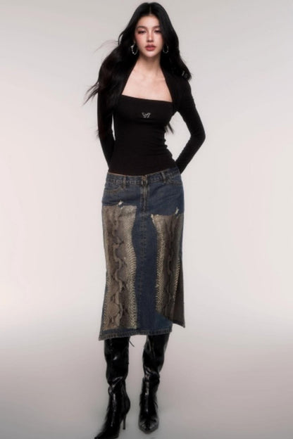 Slimming Fake Two Sleeve Knit Top