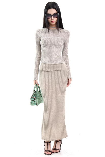 Gray Cut Out Knit Top