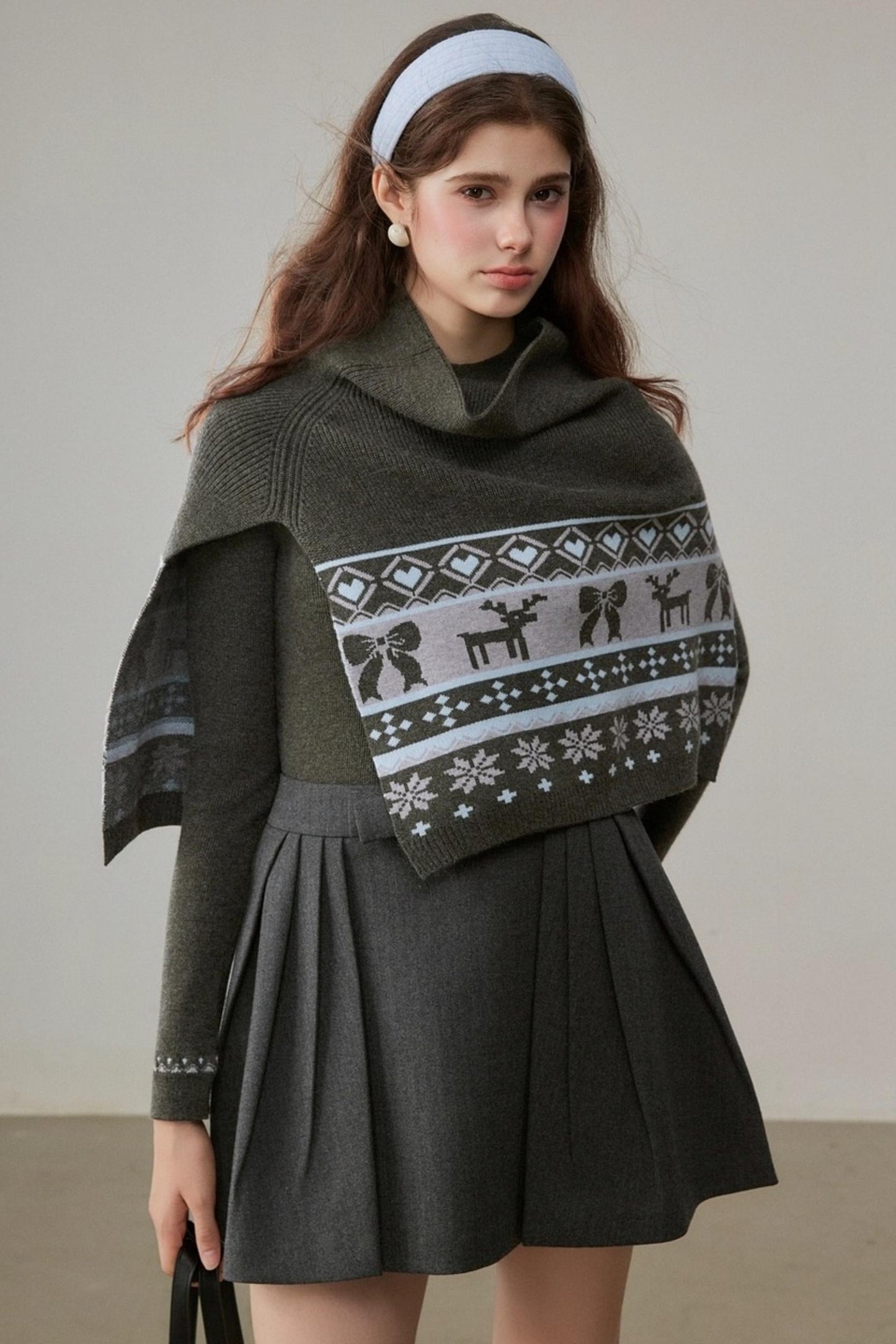 Vintage Jacquard Sweater Shawl Set-Up