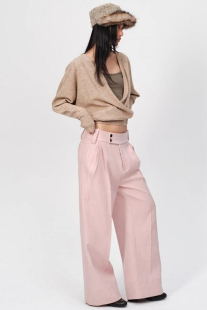 Thickened Oatmeal V-Neck Top