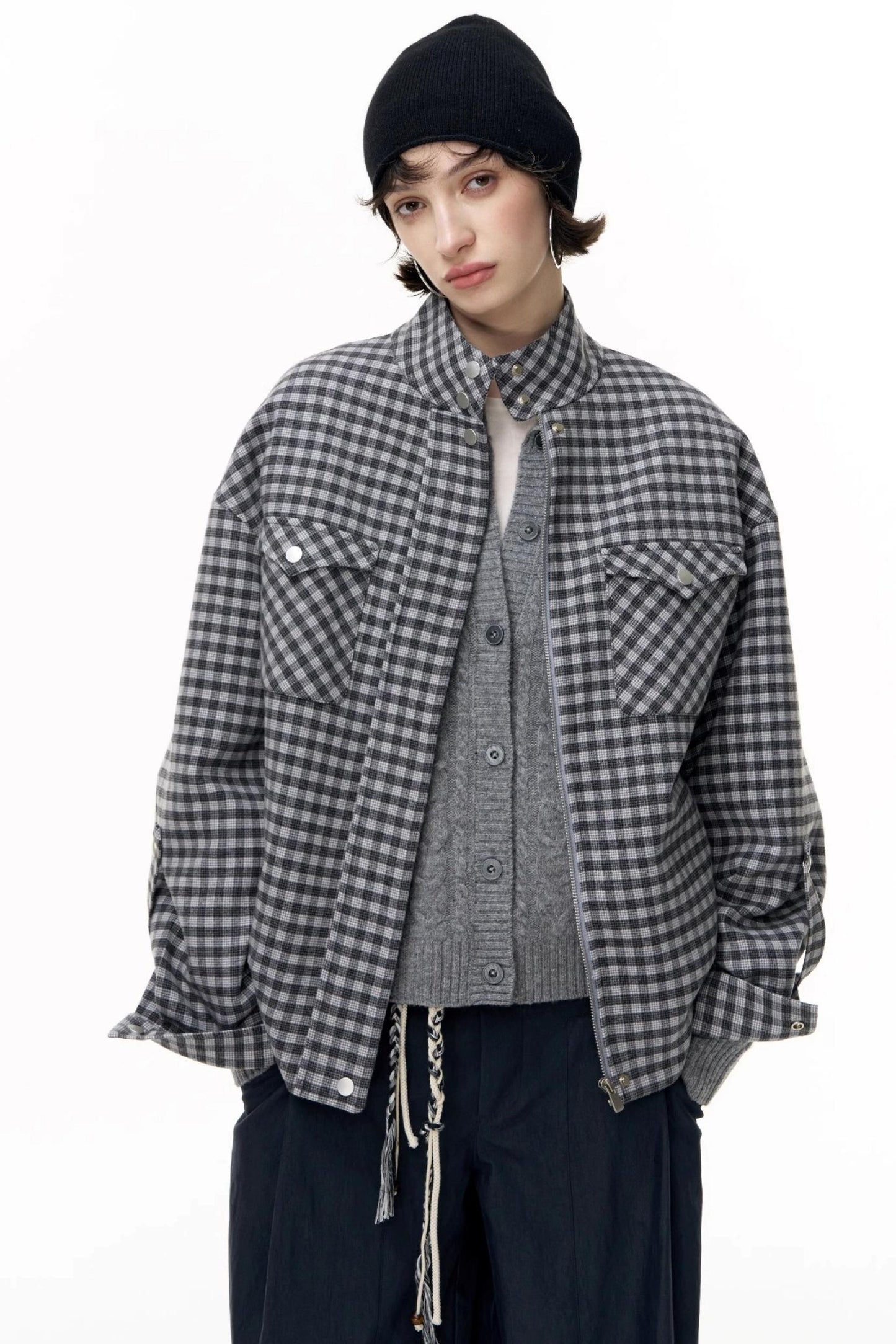 Gray Wool Knitted Cardigan