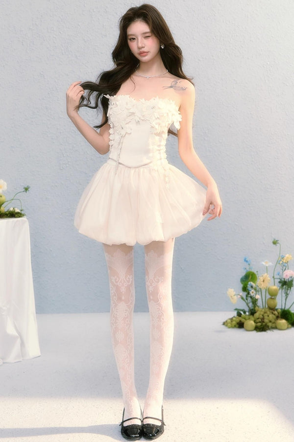 Embroidered Roses Two-Piece Skirt Set-Up