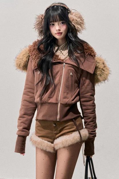 Korean Faux Fur Wide-Leg Pants