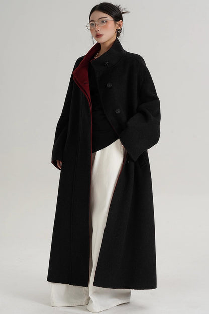 Casual Double-Sided High Neck Wool Coat