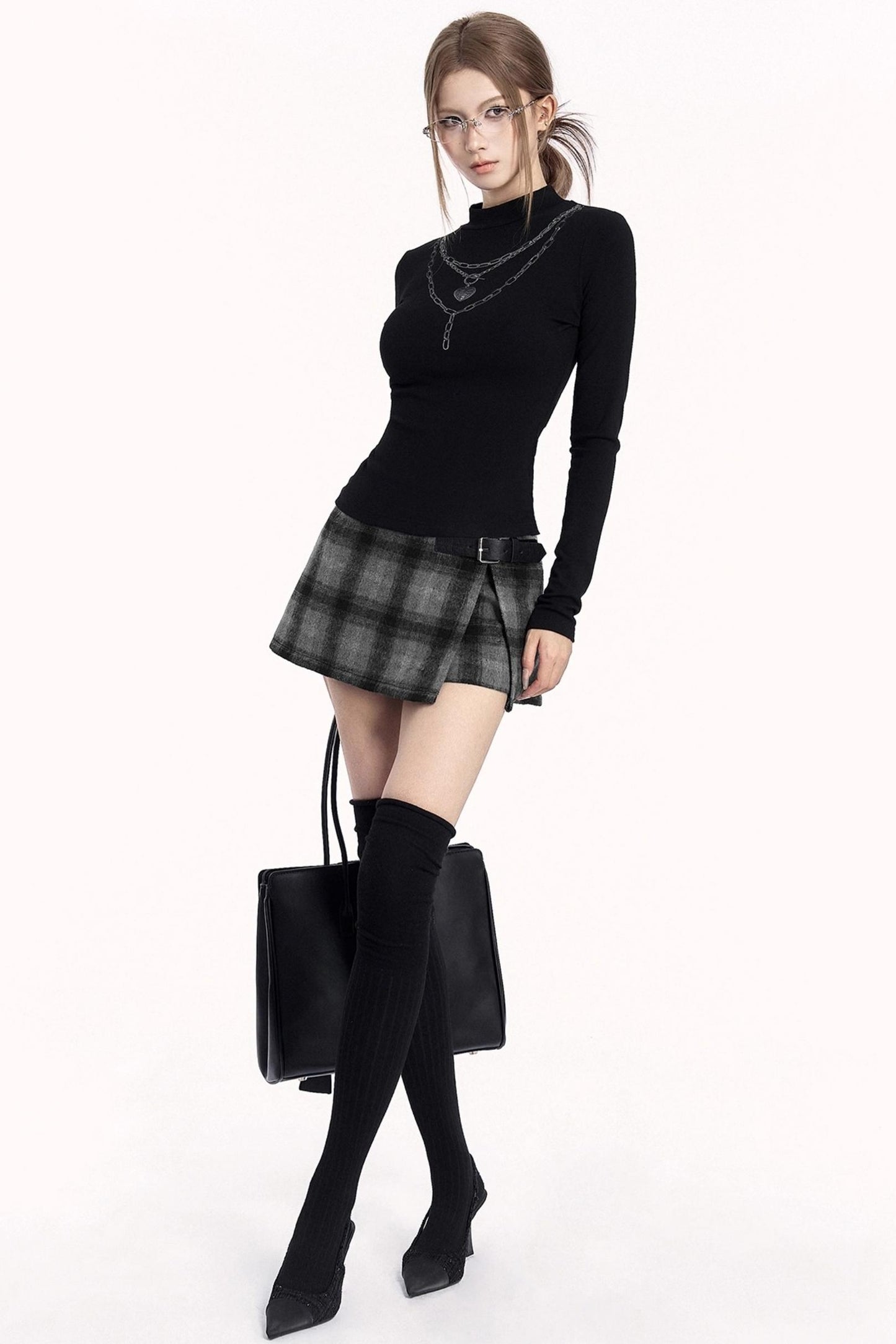 Plaid Woolen Trouser Skirt