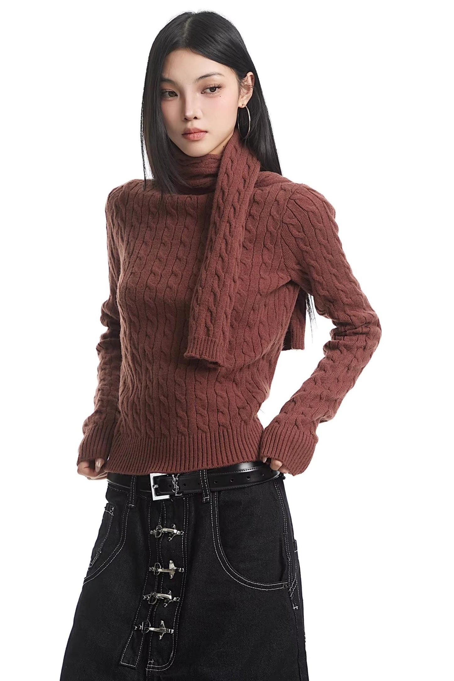 레트로 하이넥 니트 스웨터