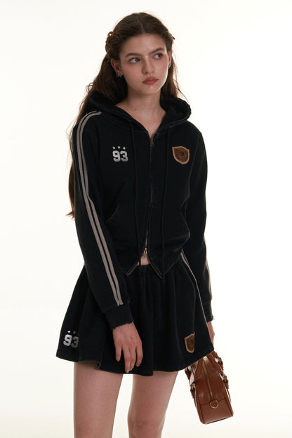 RETRO EMBROIDERED Medallion Hooded Jacket Set-UP