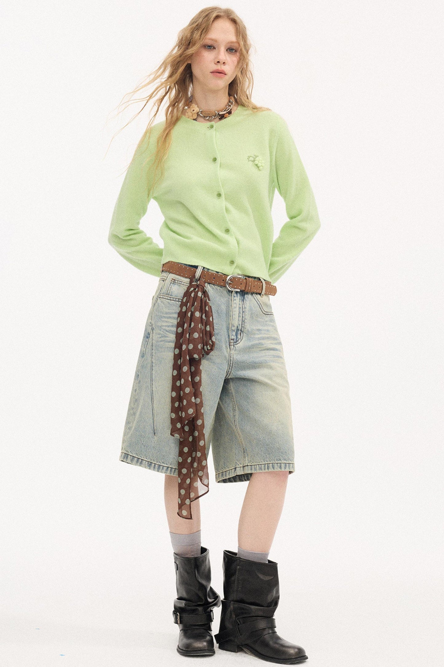 Embroidered Grape Wool Sweater