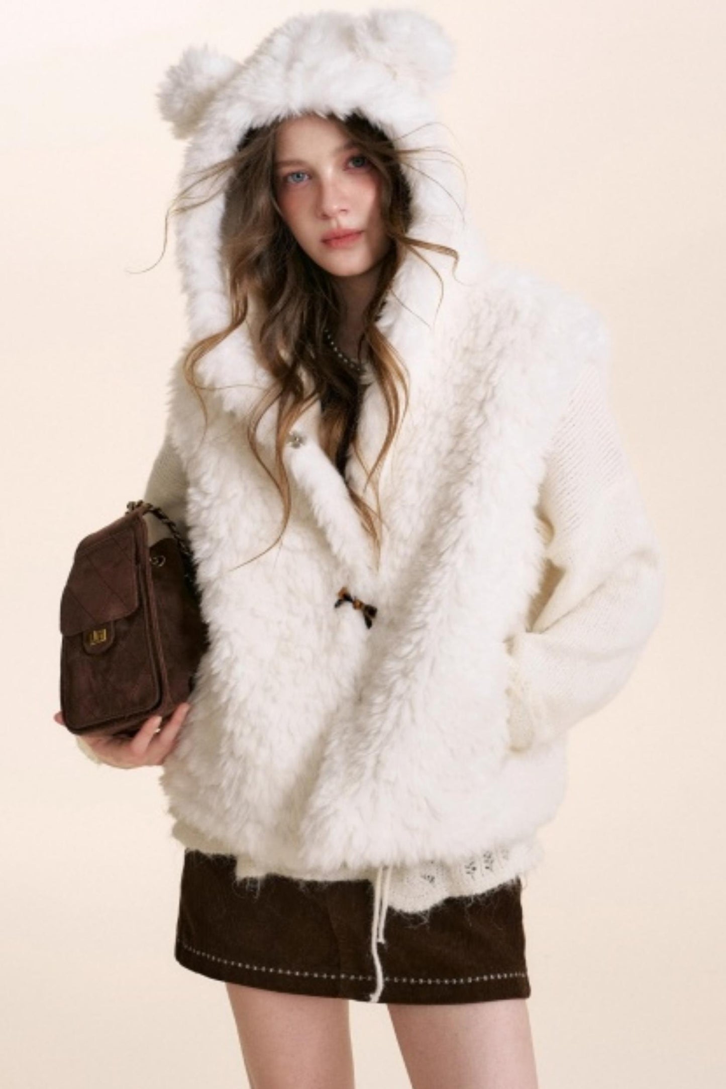 Bear Fur Hooded Fleece Jacket