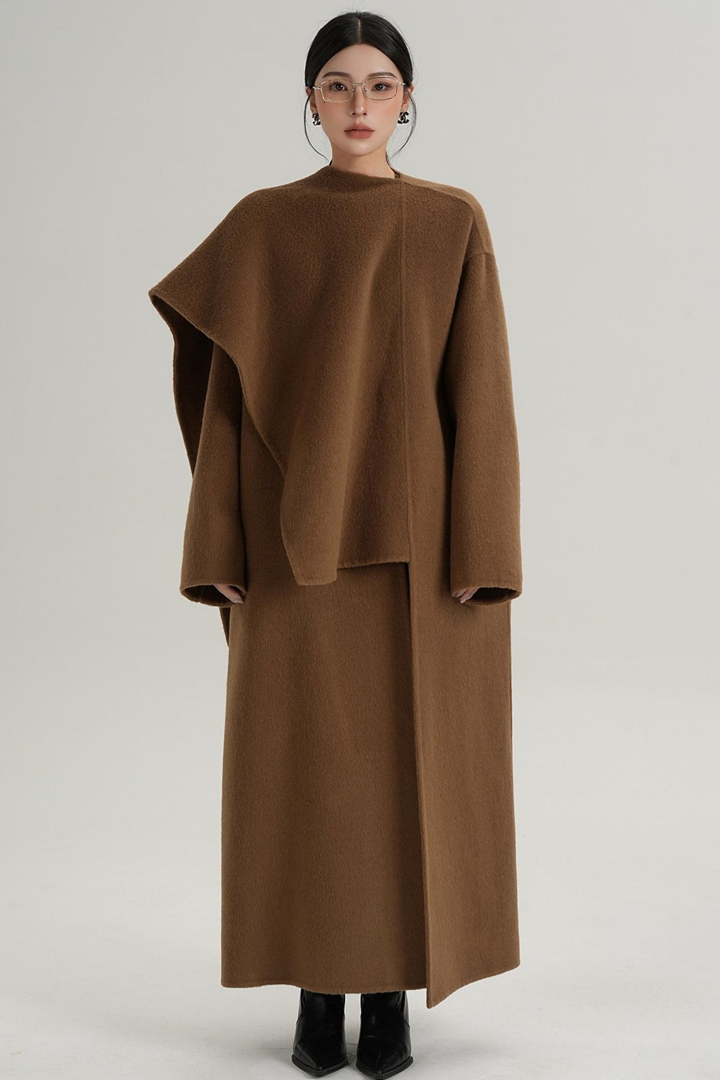 High-End Shawl Collar Wool Long Coat