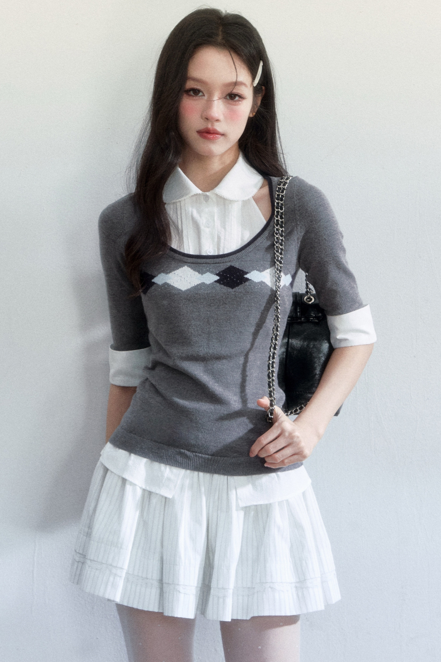 Retro Jacquard Knit Top Set-Up