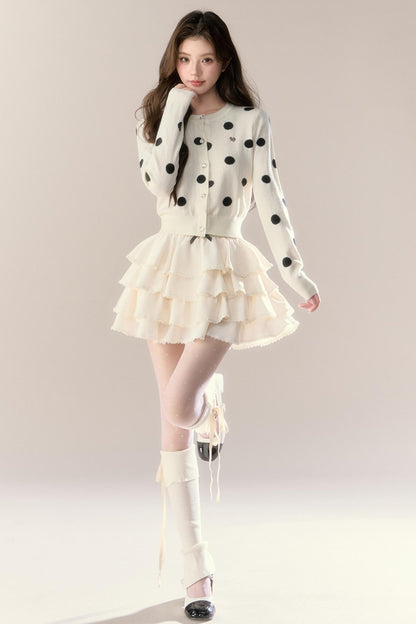 Velvet Polka Dot Cardigan