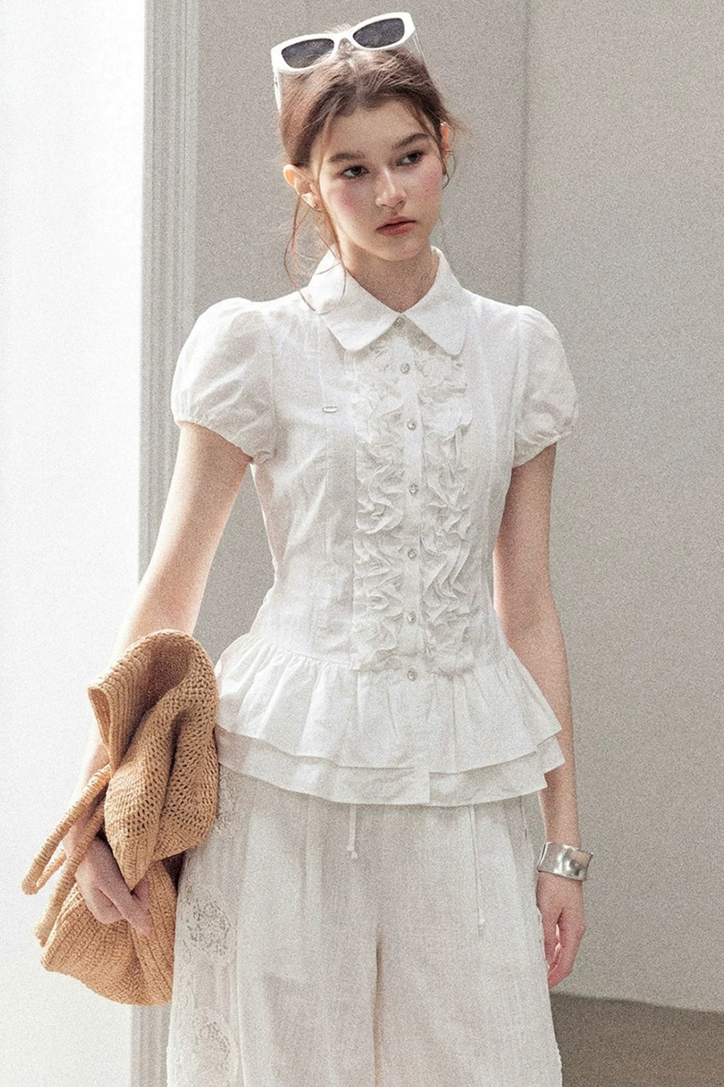 Pure White Ruffled Blouse