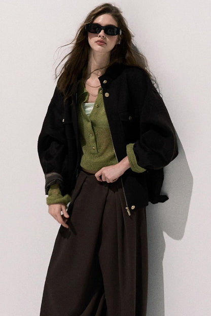 Tencel Wool Pleats Wide-Leg Pants