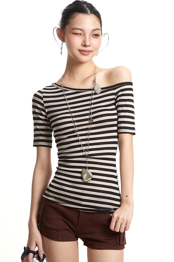 Striped Shoulder T-Shirt
