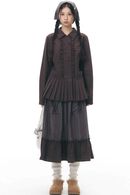 Patchwork Ruffled Umbrella Skirt