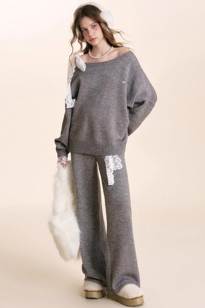 Romantic Lace Wool Sweater Set-Up