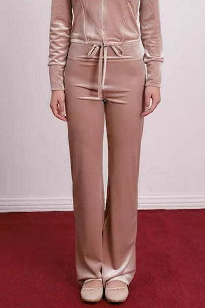 Velvet Embroidered Sweatshirt and Pants Set
