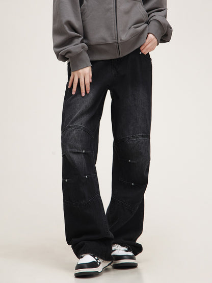 American studded washed jeans pants