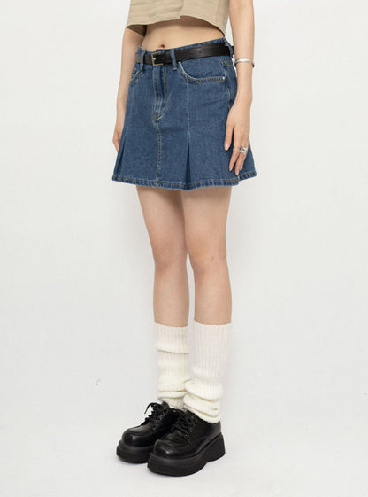 Korean high waisted denim skirt