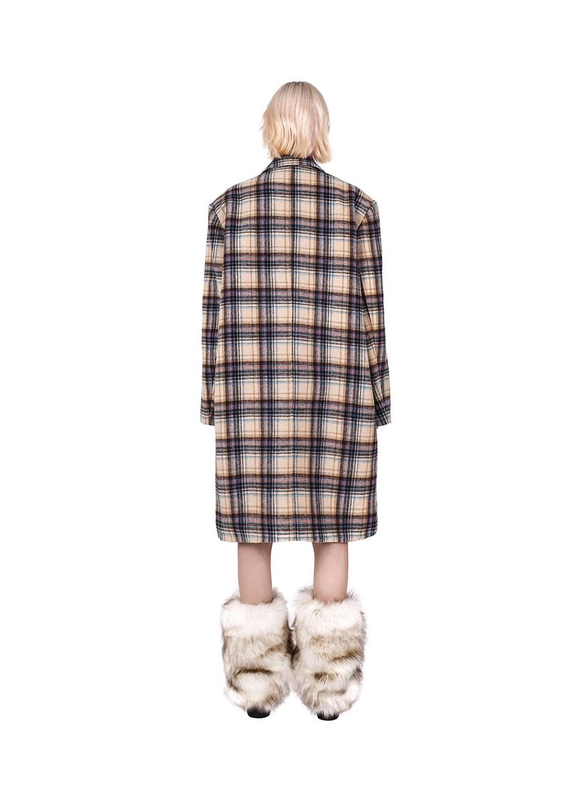 Plaid genderless woolen jacket