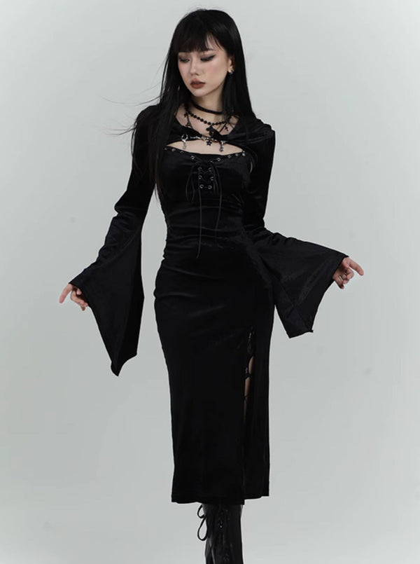 Black Velvet Slip Dress