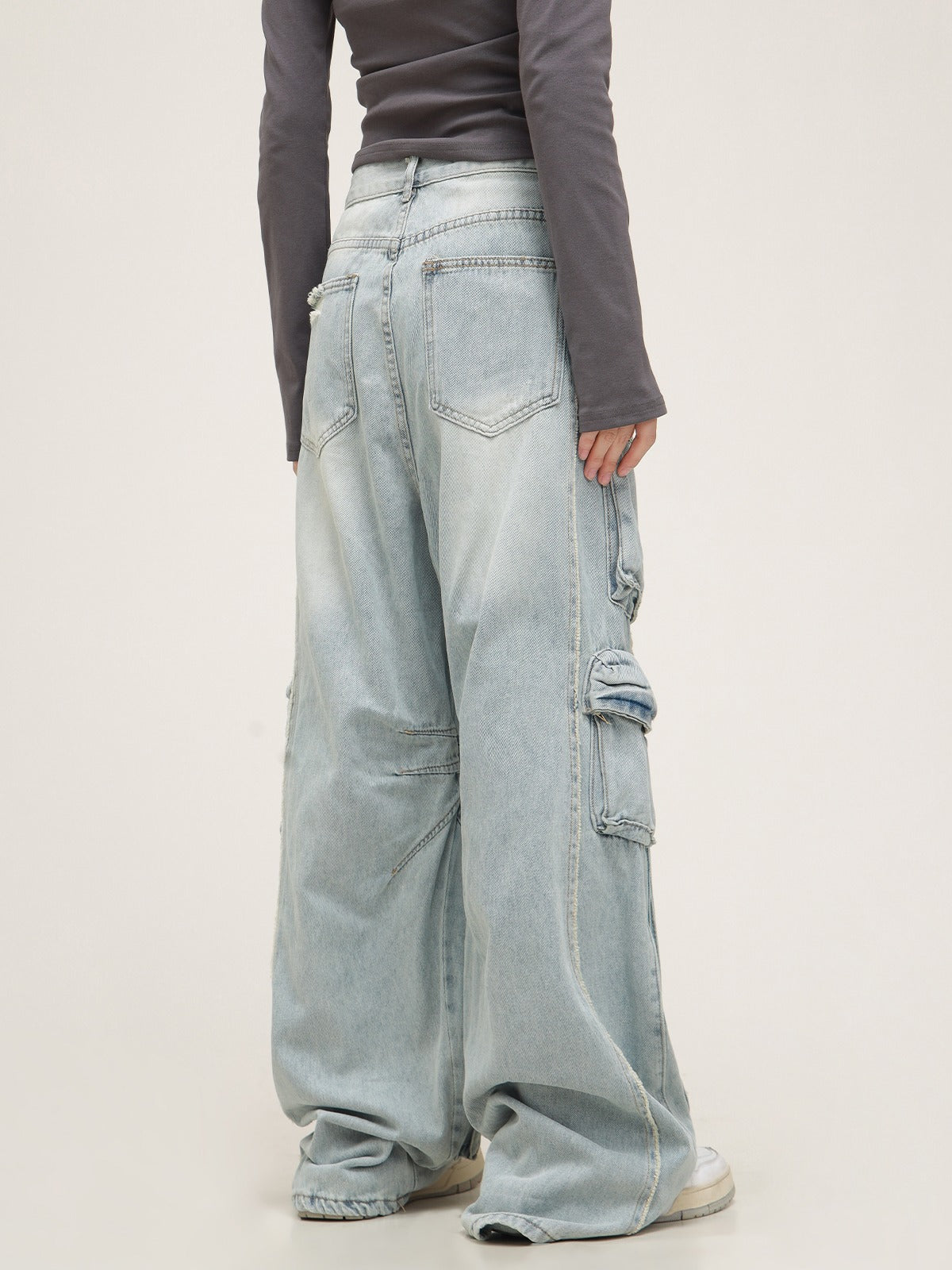 American Retro Multi-Pocket Jeans Pants