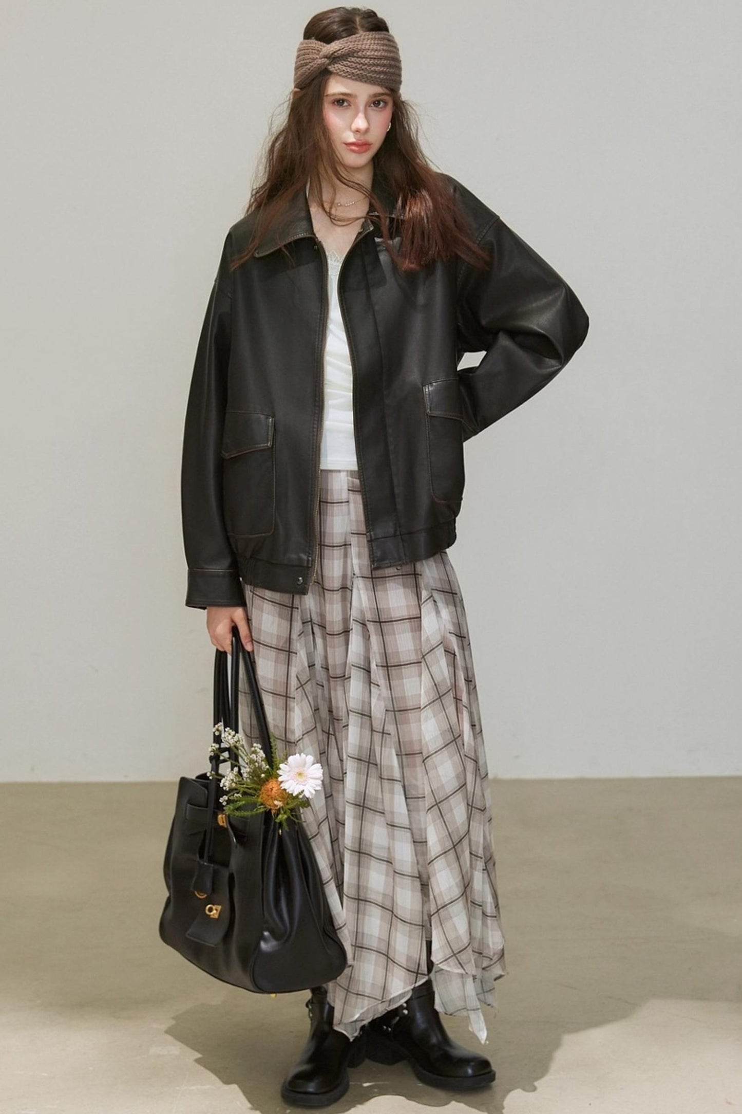 Back Brown Leather Jacket