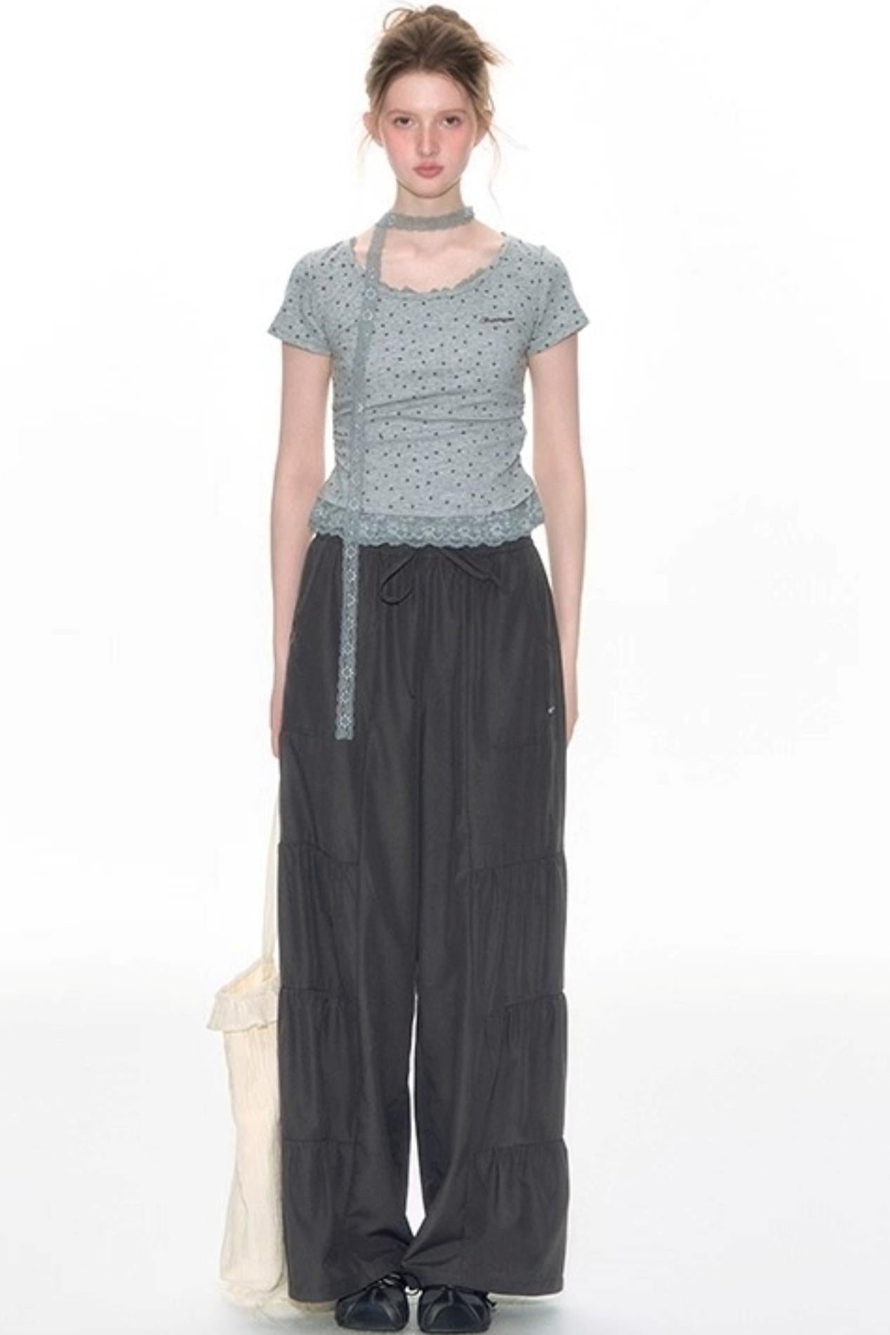 Summer Elasticated Wide-leg Pants