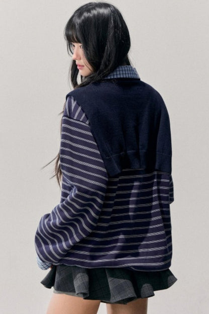 American Striped Polo Top