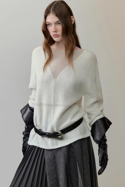 Translucent Weaving Knit Top