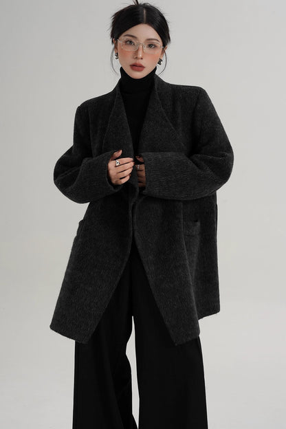 Charcoal Black Wool Coat
