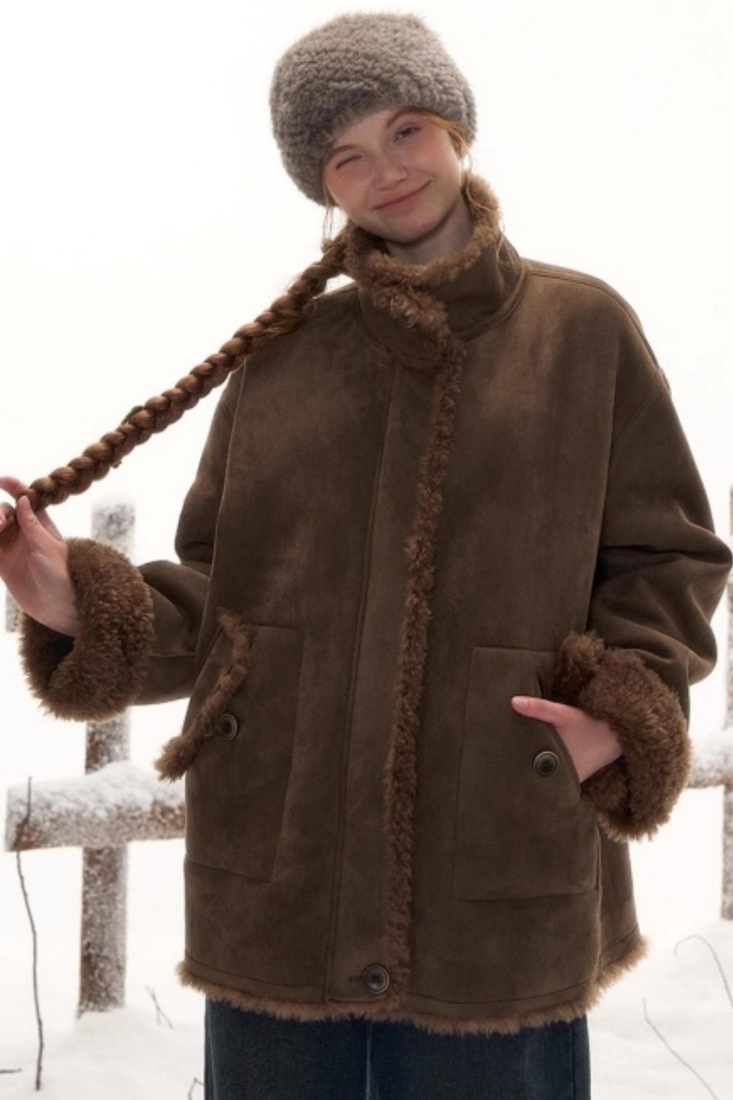 Reversible Suede Stand Collar Jacket