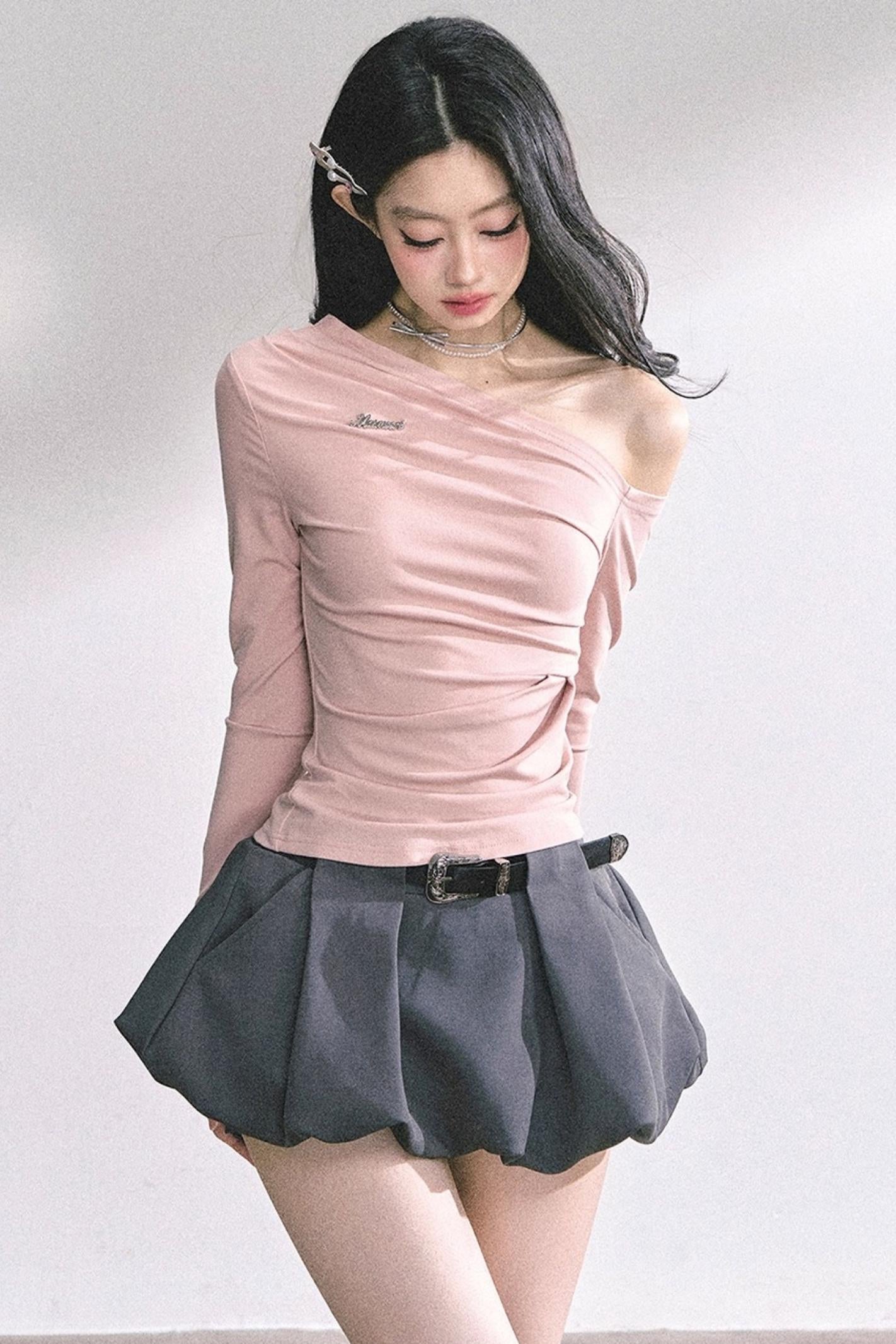 Spicy American Long-Sleeved Gray Top