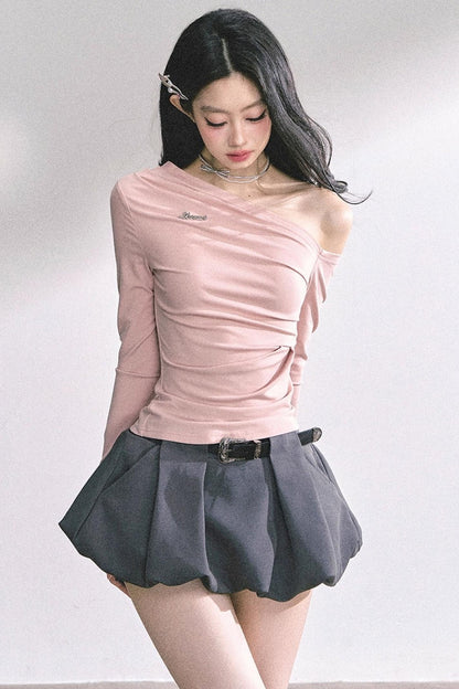 Spicy American Long-Sleeved Gray Top