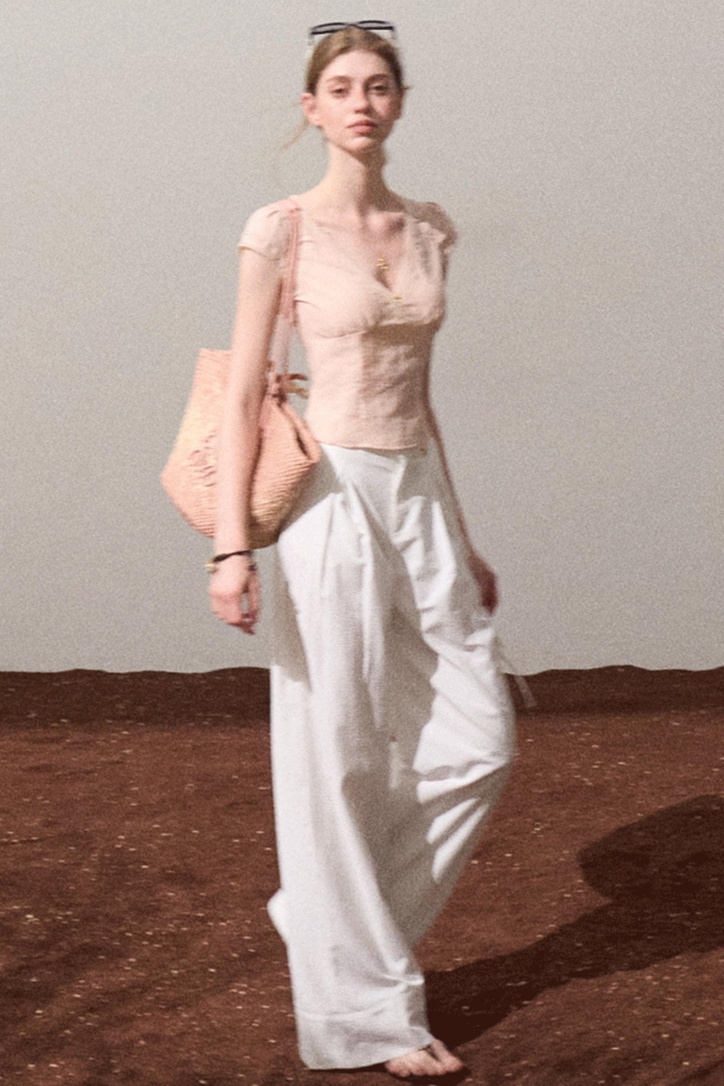 Fuzzy Lace V-Neck Tie Top