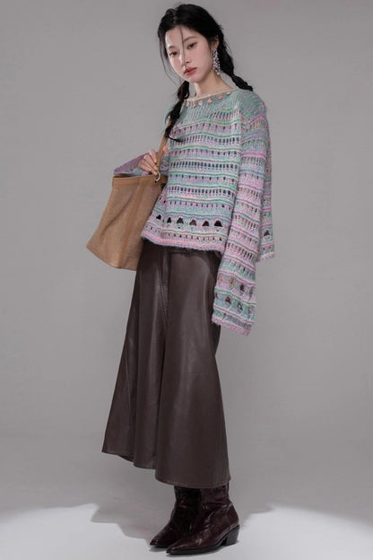 Sea Foam Wool Knit Pullover Top