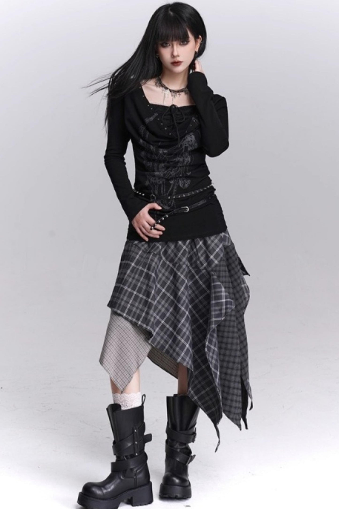Irregular Plaid Autumn Skirt