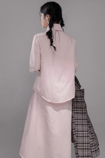 Berry Purple Chimney Collar Shirt Set-Up